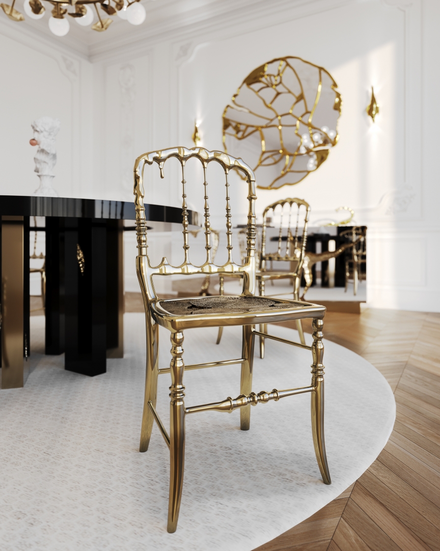 Golden Chair For a Regal Dining Room by Boca do Lobo