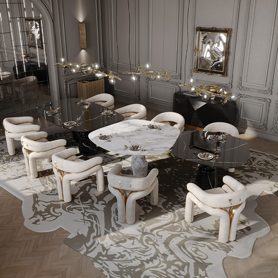 Luxury Dark Dining Room with Sculptural Design by Boca do Lobo