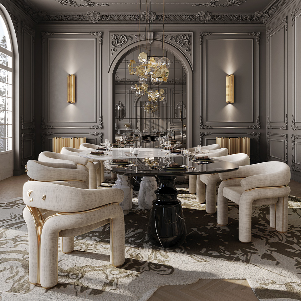 Masterful Contours: A Symphony of Marble and Gold by Boca do Lobo