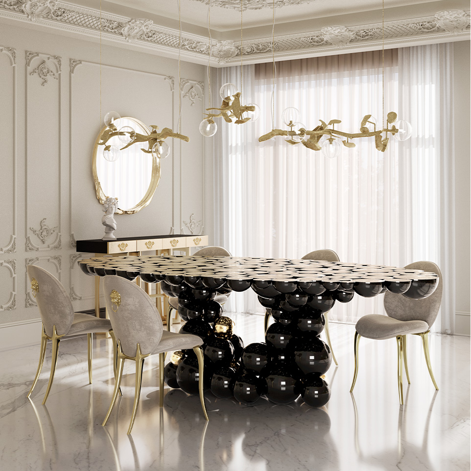 Modern Luxury Dining Room in Black and Gold by Boca do Lobo