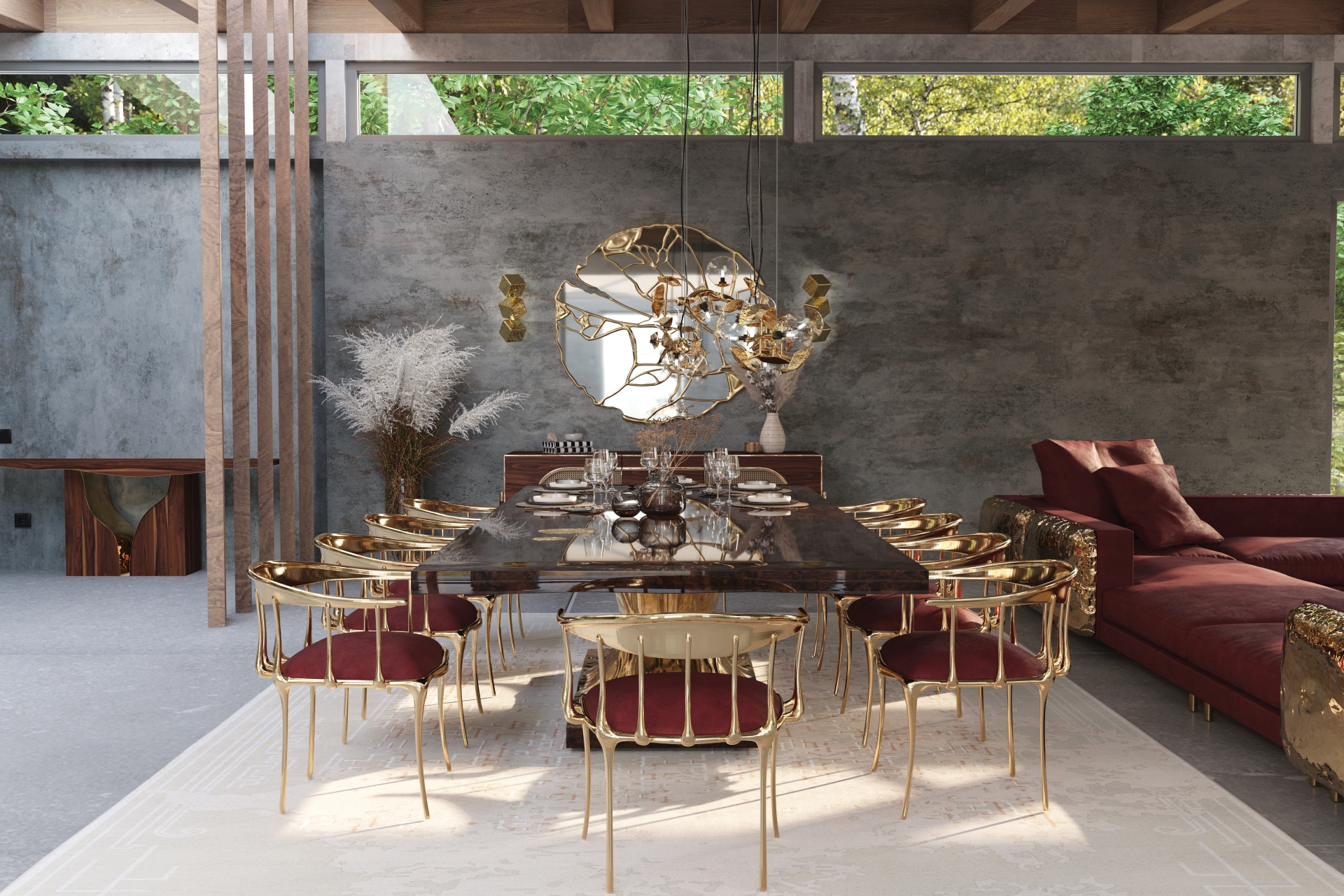 Red-toned Lusty Dining Room by Boca do Lobo