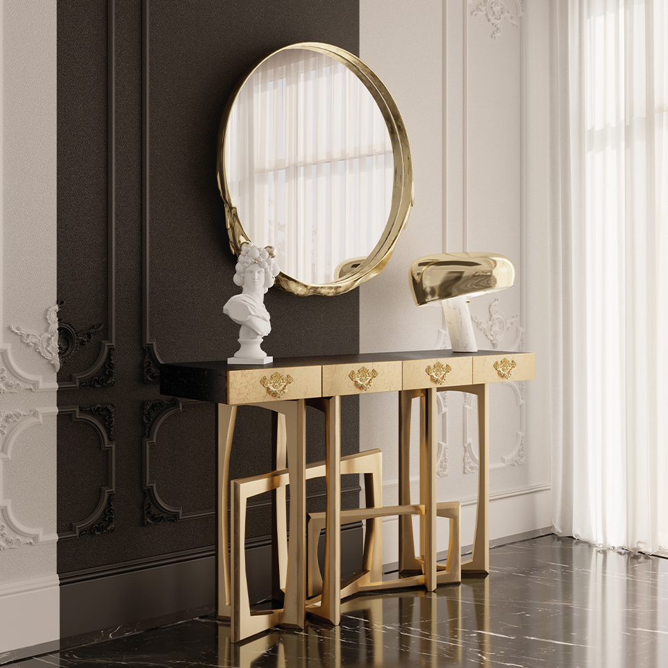 Architectural Elegance with Metropolis Console and Magma Mirror by Boca do Lobo