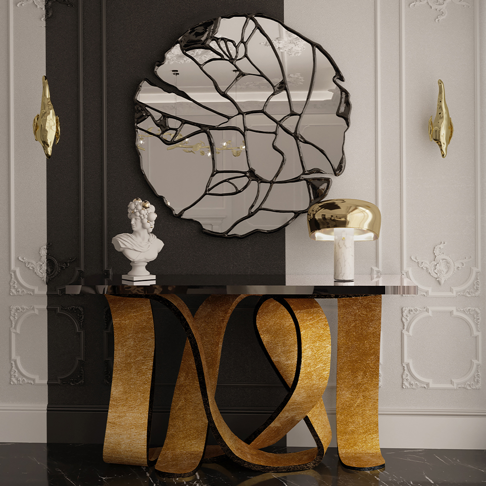 Gold and Fragmented Black Luxury Entryway by Boca do Lobo