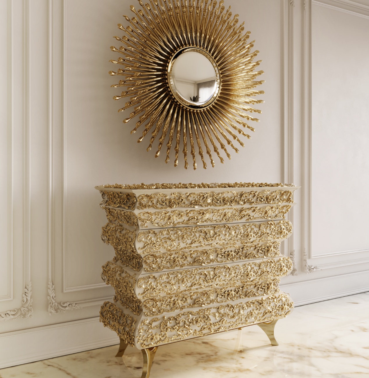 Golden Luxury Entryway Design