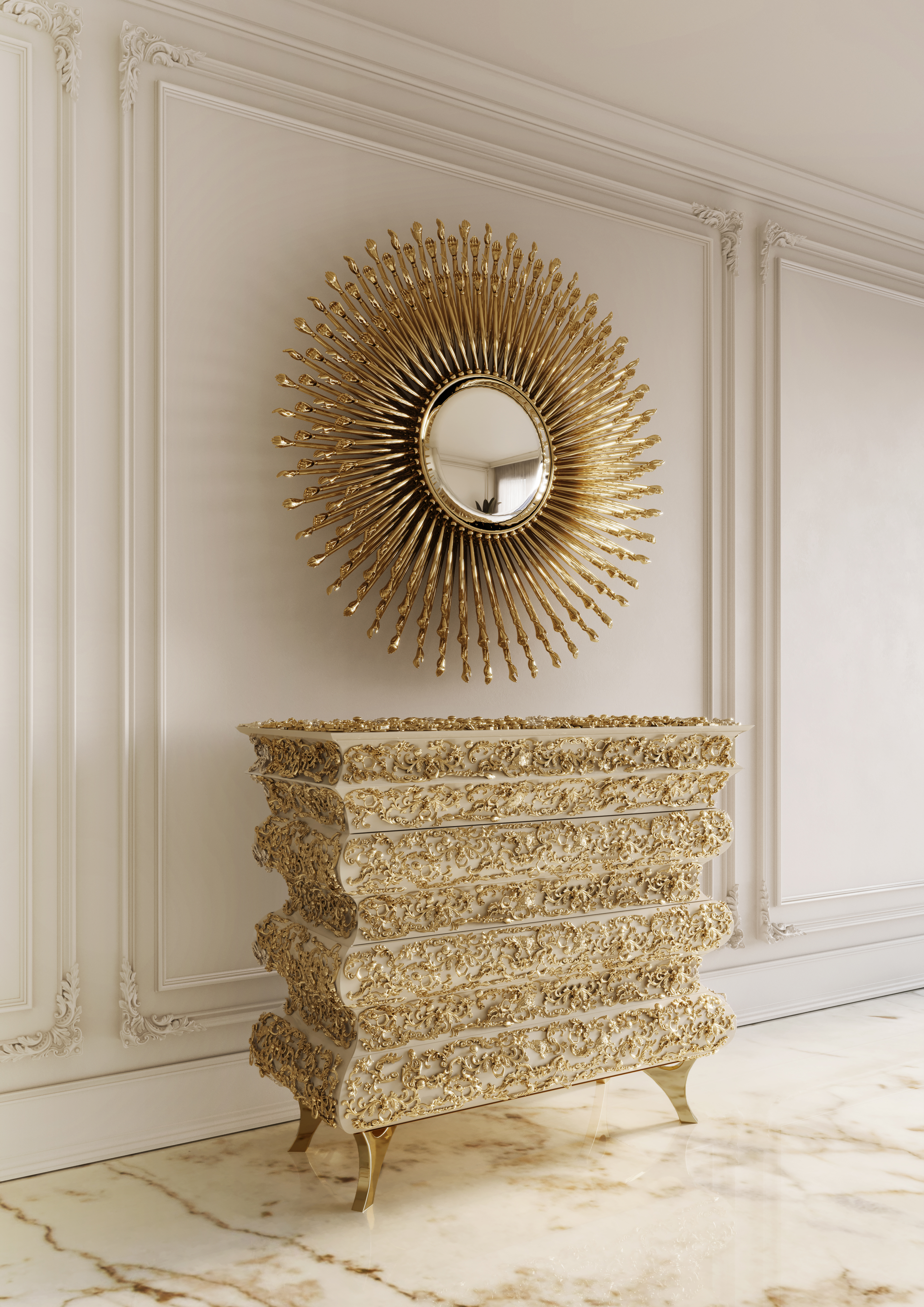 Golden Luxury Entryway Design by Boca do Lobo