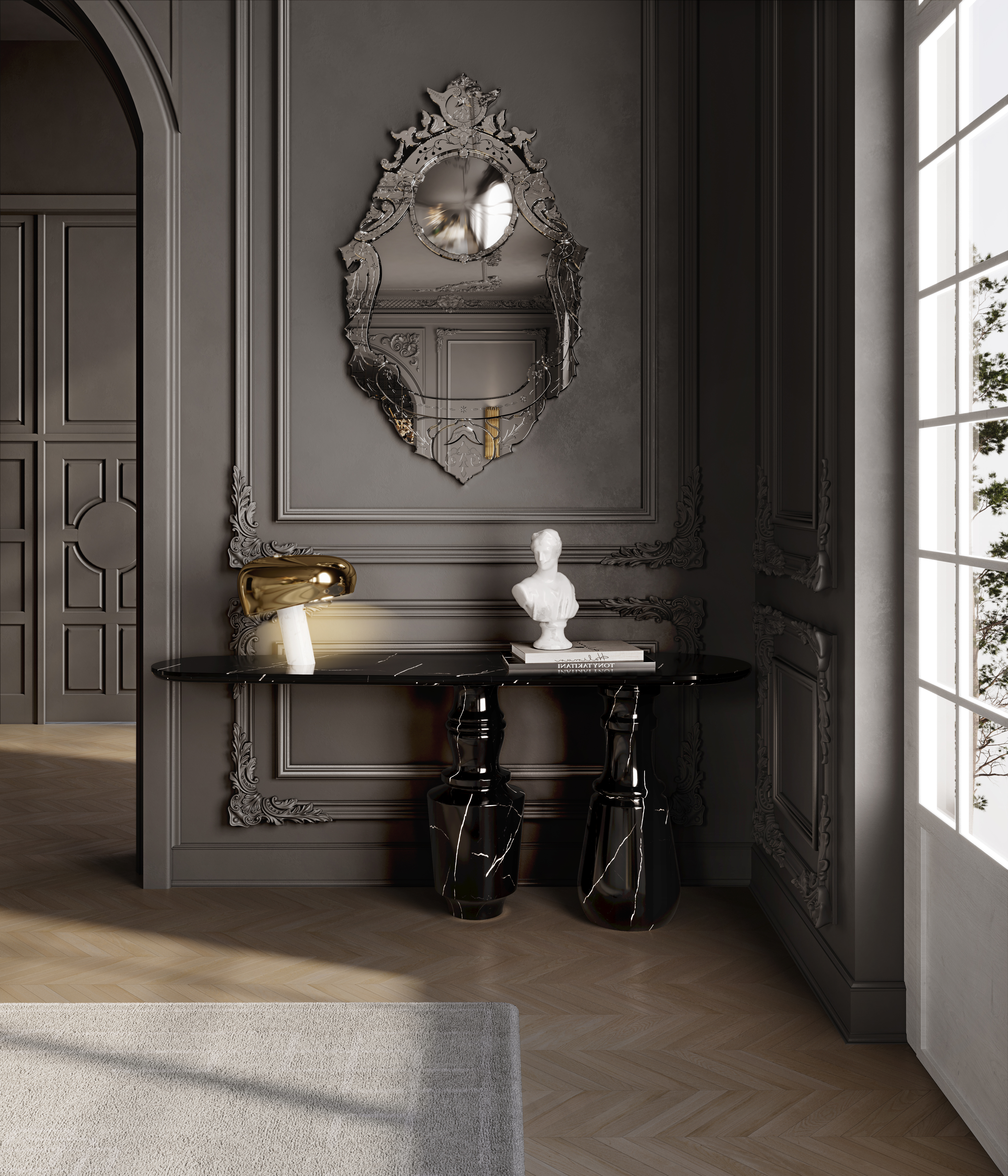 Luxurious Black Marble Entryway by Boca do Lobo