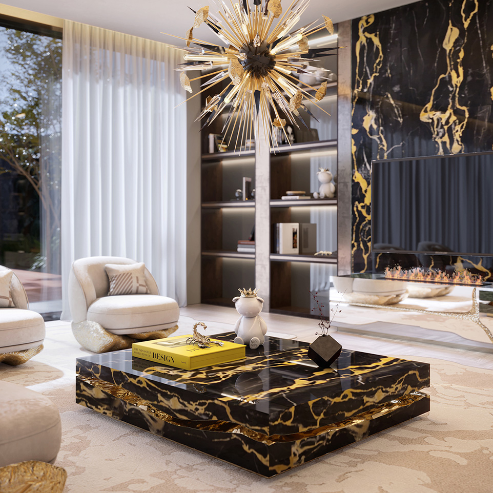 Luxury Portoro Marble Center Table by Boca do Lobo