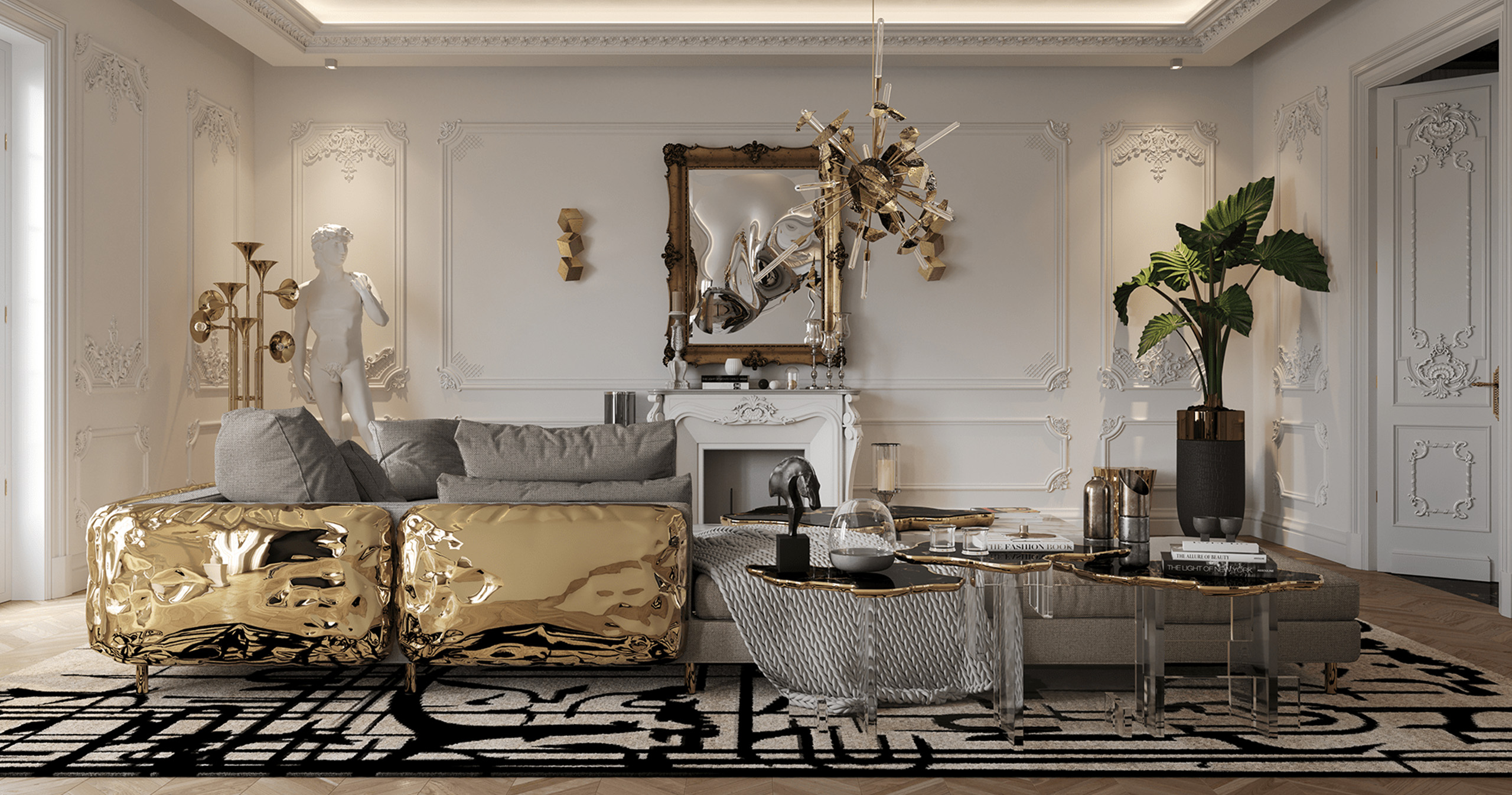 Modern Masterpiece in Curated Gold and Marble by Boca do Lobo