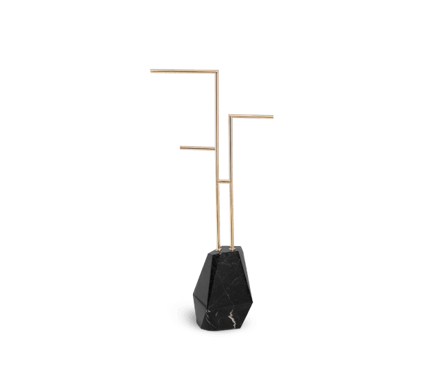 diamond nero marquina marble towel rack - Boca do Lobo