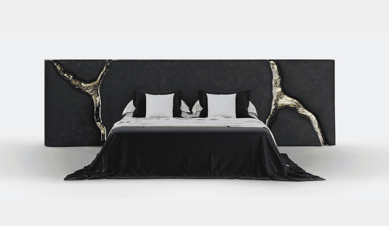 Contemporary Lapiaz Black Headboard by Boca do Lobo