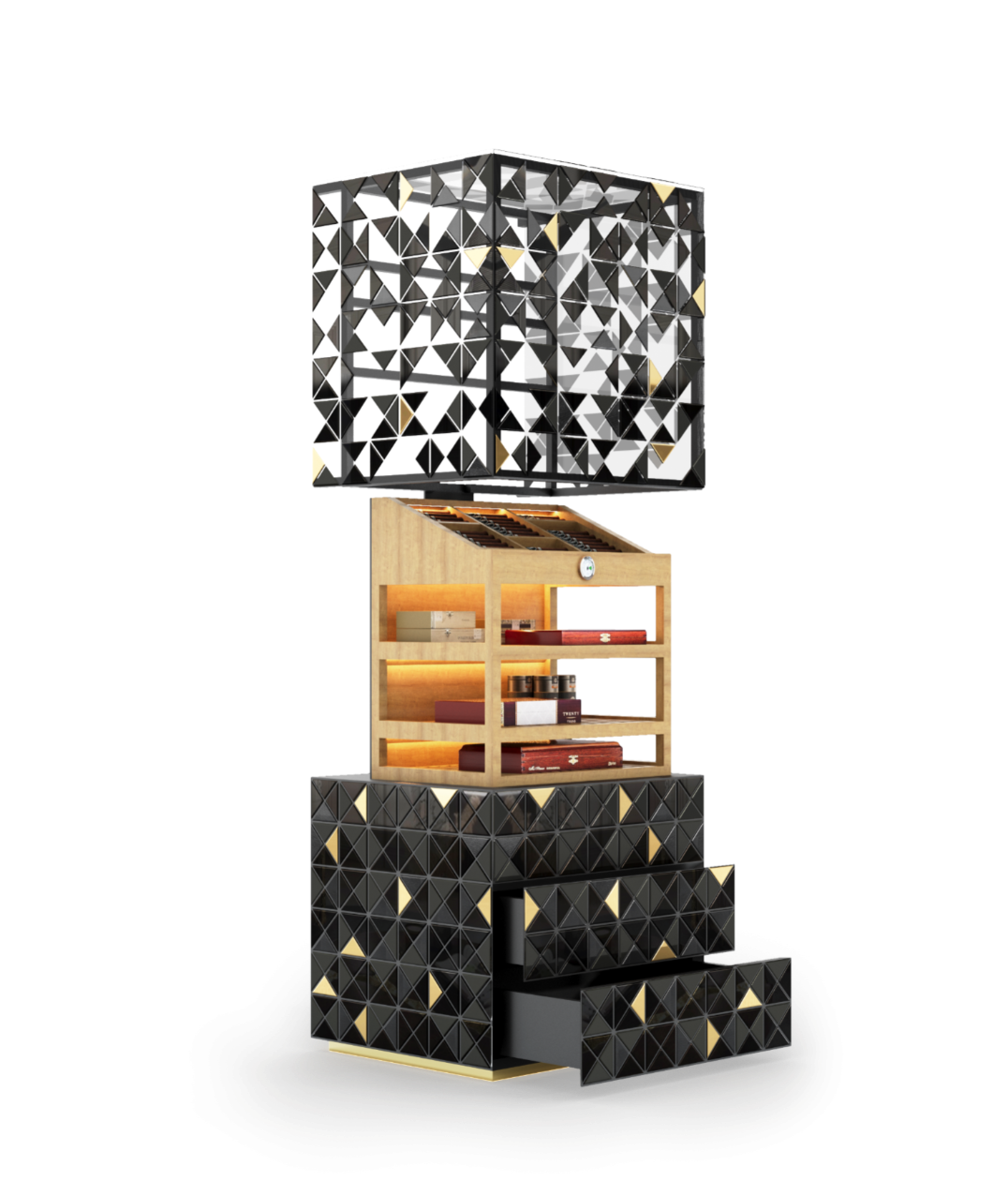 Contemporary Habano Black Cigar Humidor by Boca do Lobo
