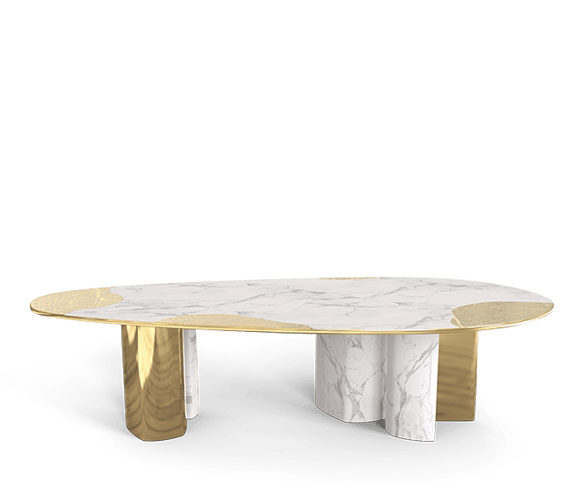 Ophelia Carrara Marble and Gold dining table by Boca do Lobo