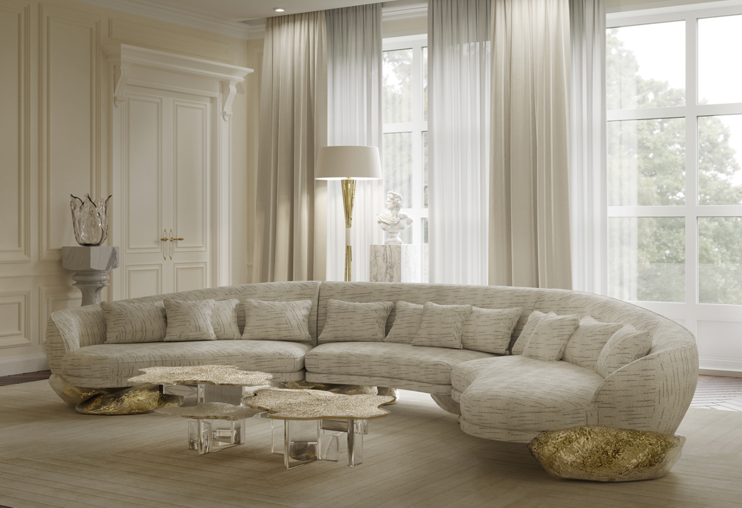 Contemporary Angra white curved by Boca do Lobo
