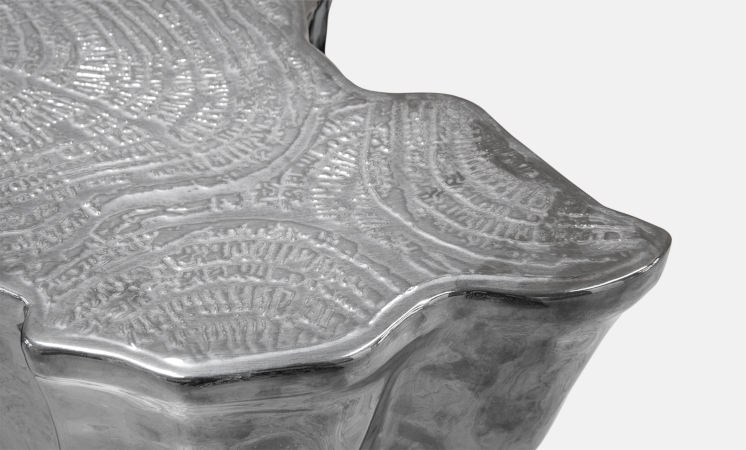 Eden Dark Polished Aluminum Small Modern Side Table