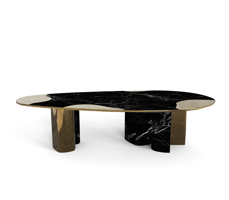Ophelia Nero Marquina And Patina Dining Table mobile image 1