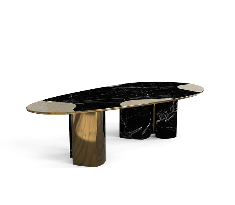 Ophelia Nero Marquina And Patina Dining Table mobile image 2