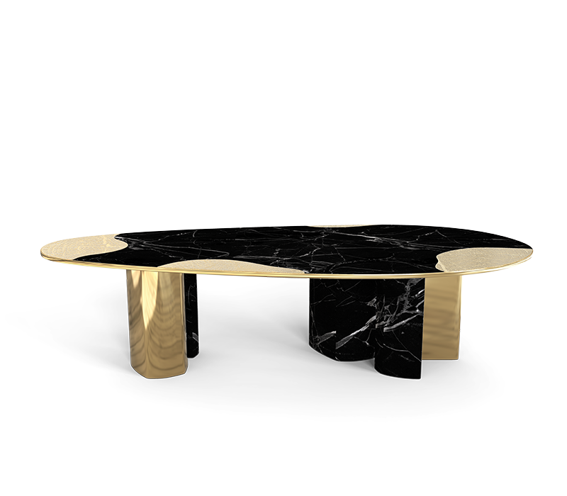 Ophelia Nero Marquina And Gold Dining Table mobile image 1