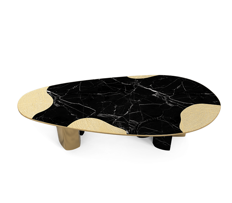 Ophelia Nero Marquina And Gold Dining Table mobile image 5