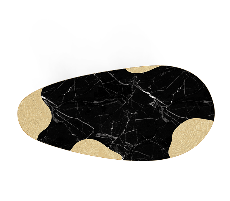 Ophelia Nero Marquina And Gold Dining Table mobile image 6