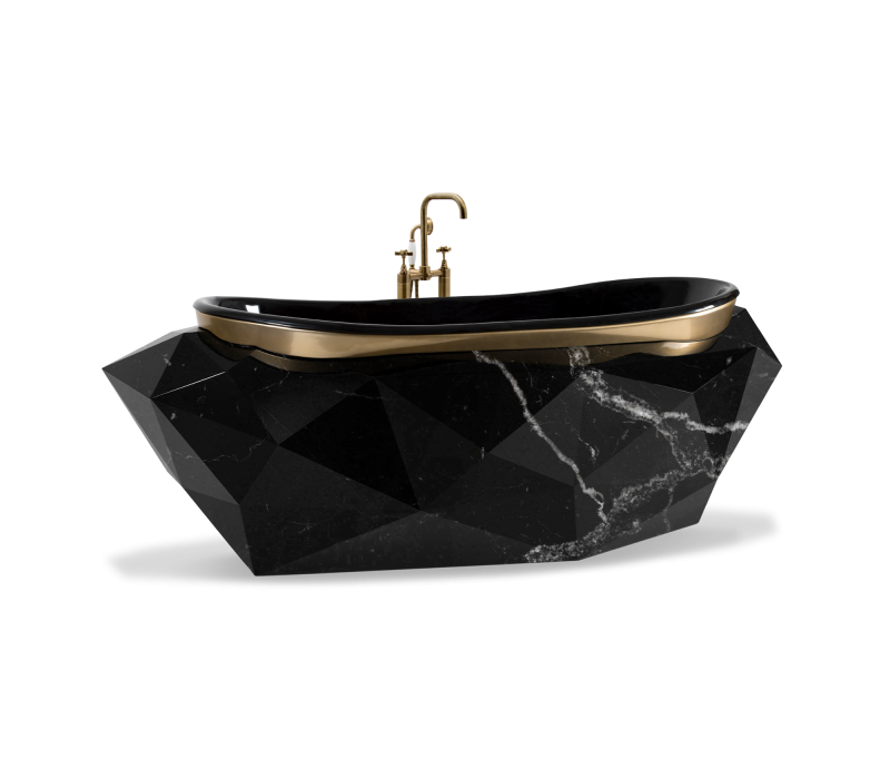 Diamond Nero Marquina Faux-marble I Bathtub mobile image 1