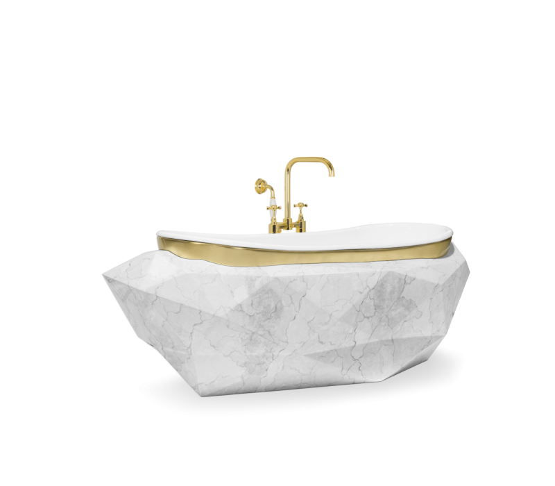 Diamond Carrara Faux-marble Bathtub mobile image 1
