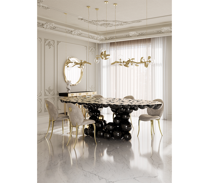 Newton Black Gold Dining Table mobile image 7
