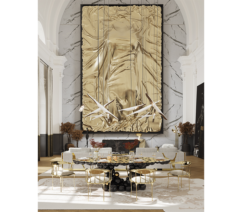 Newton Black Gold Dining Table mobile image 8