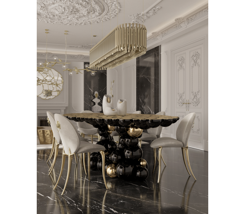 Newton Black Gold Dining Table mobile image 9