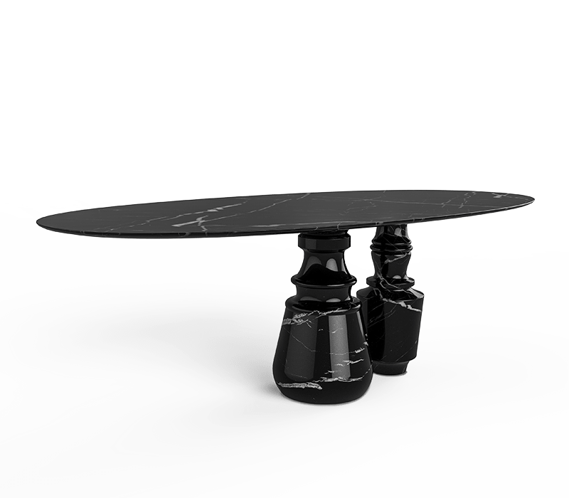 Pietra Oval Nero Marquina Dining Table mobile image 1