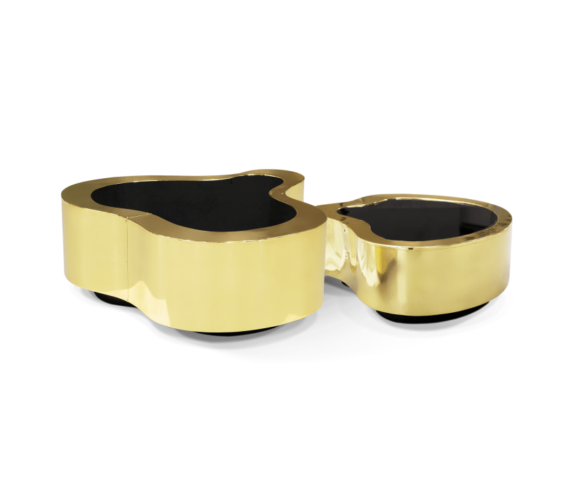 Wave Polished Brass Center Table mobile image 1