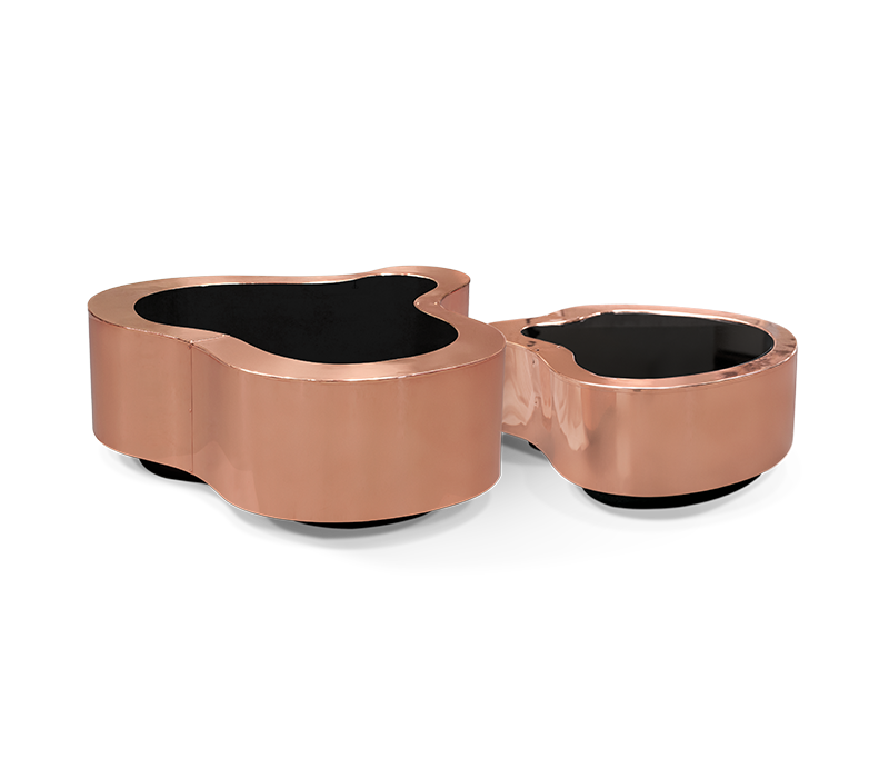Wave Small Polished Copper Center Table mobile image 1