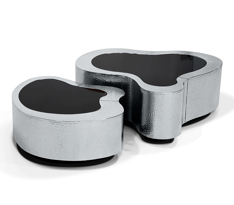 Wave Hammered Stainless Steel Center Table mobile image 2
