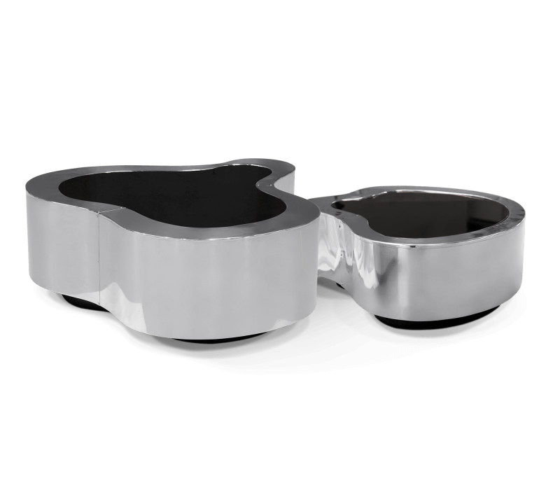 Wave  Polished Stainless Steel Center Table mobile image 1