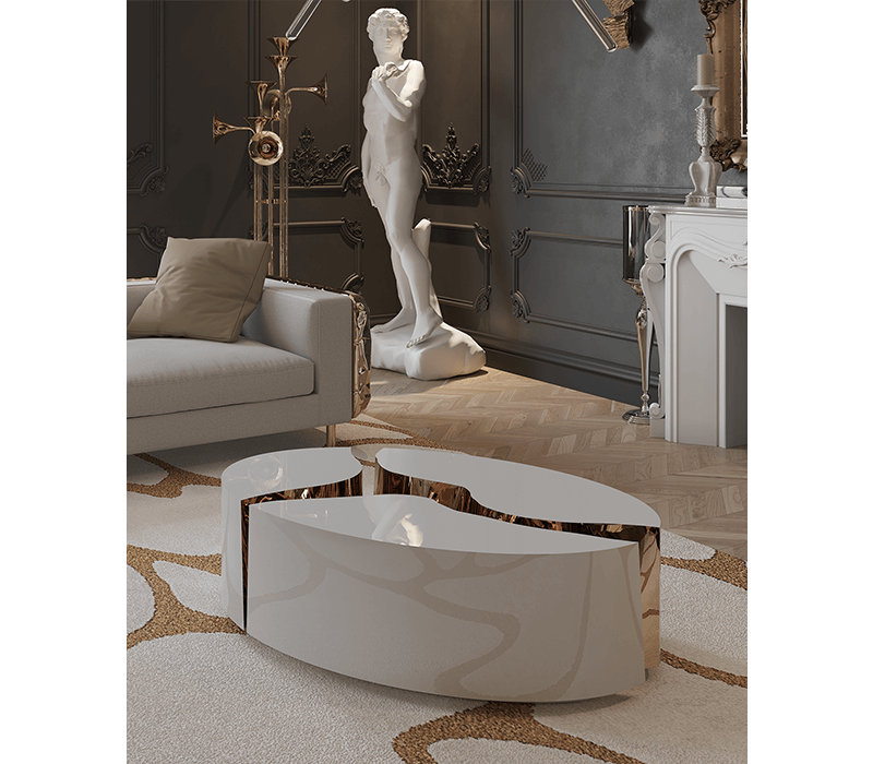 Lapiaz Oval White Center Table mobile image 4
