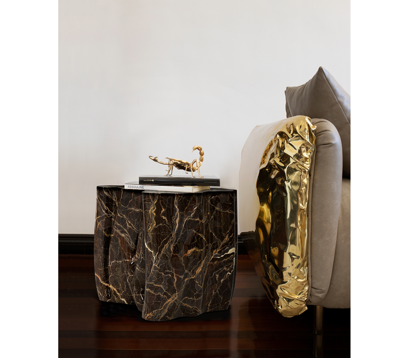 Monochrome Faux Marble Side Table mobile image 7