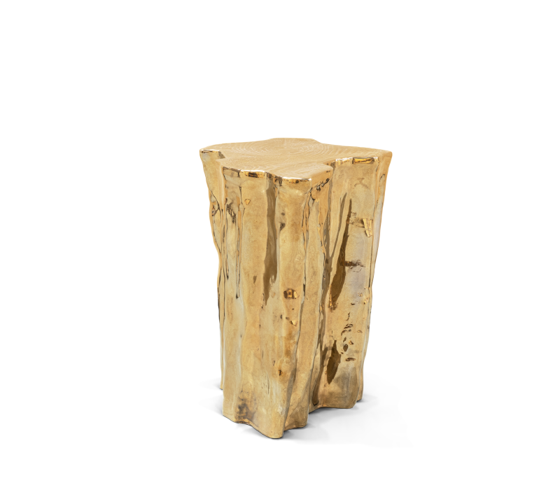 Eden Ceramic Gold Side Table mobile image 4