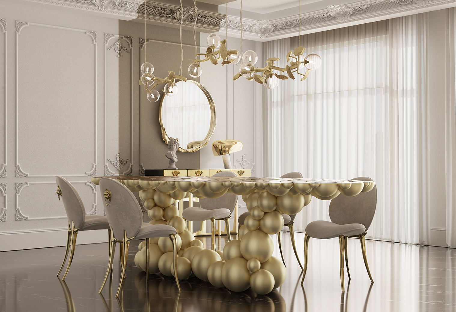 Contemporary newton Gold walnut by Boca do Lobo
