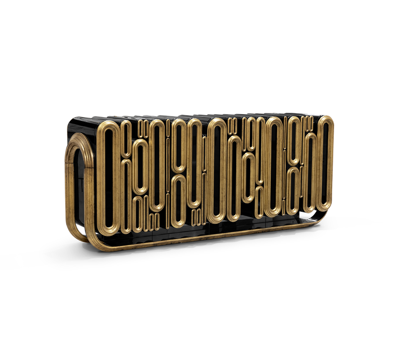 Oblong Aged Gold Sideboard mobile image 1