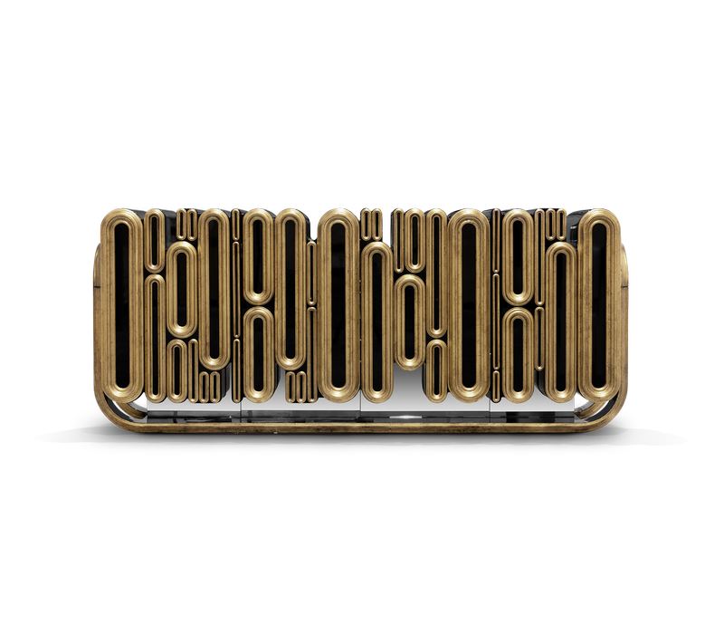 Oblong Aged Gold Sideboard mobile image 2