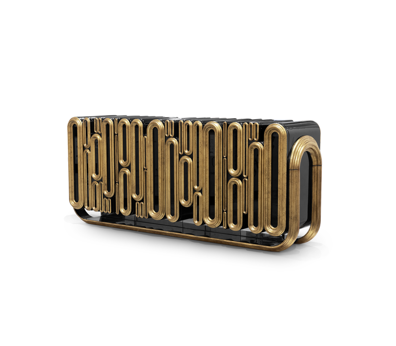 Oblong Aged Gold Sideboard mobile image 3