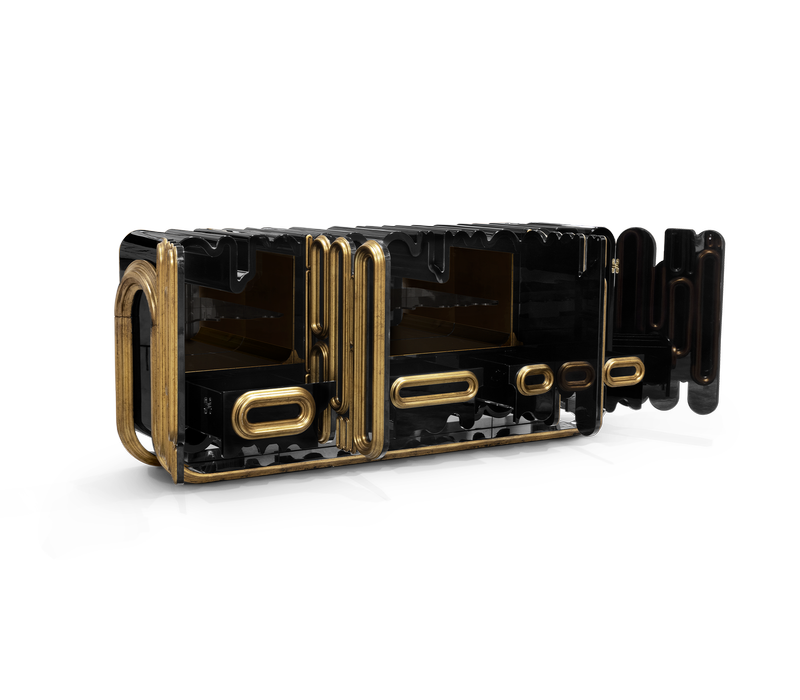 Oblong Aged Gold Sideboard mobile image 5