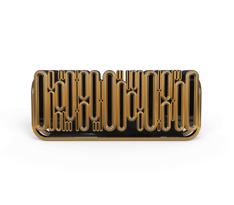 Oblong Gold Sideboard mobile image 1