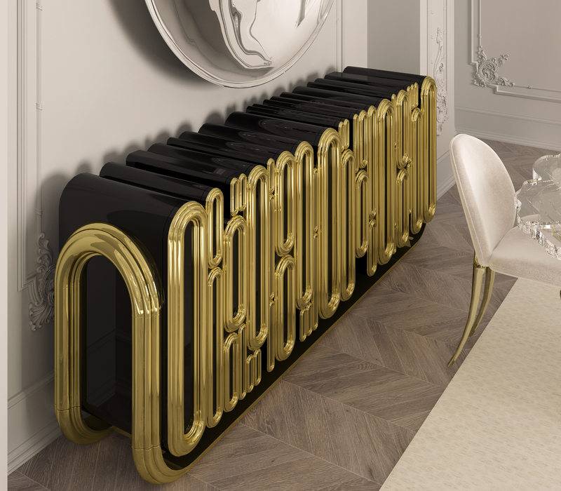 Oblong Gold Sideboard mobile image 8