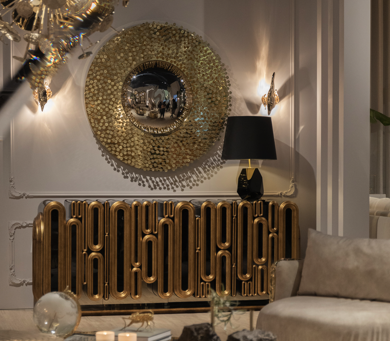 Oblong Gold Sideboard mobile image 9