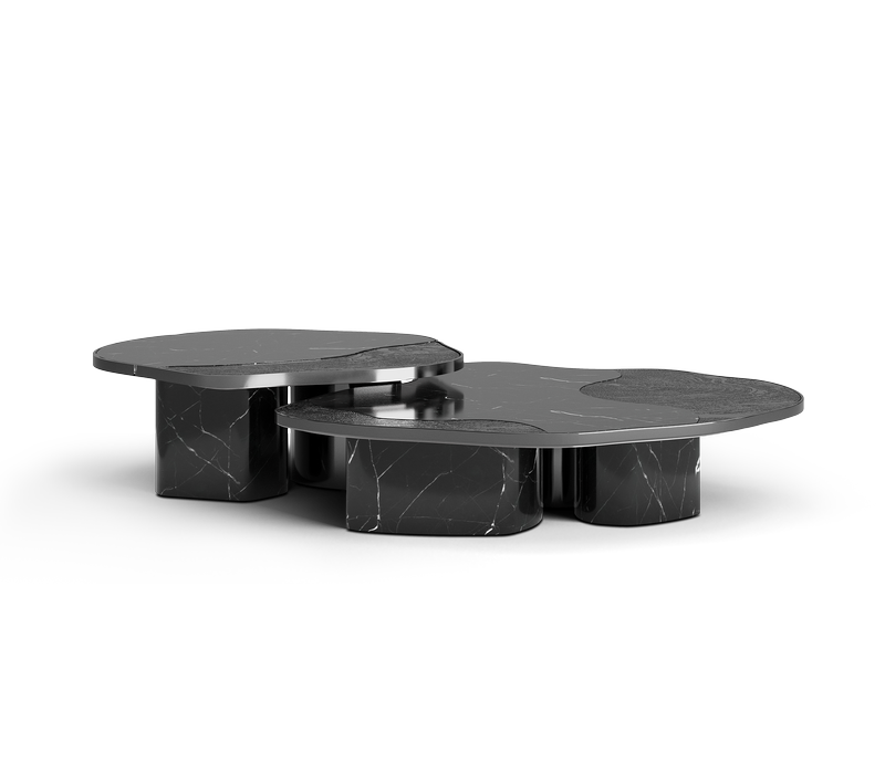Ophelia Nero Marquina Marble And Black Center Table mobile image 1