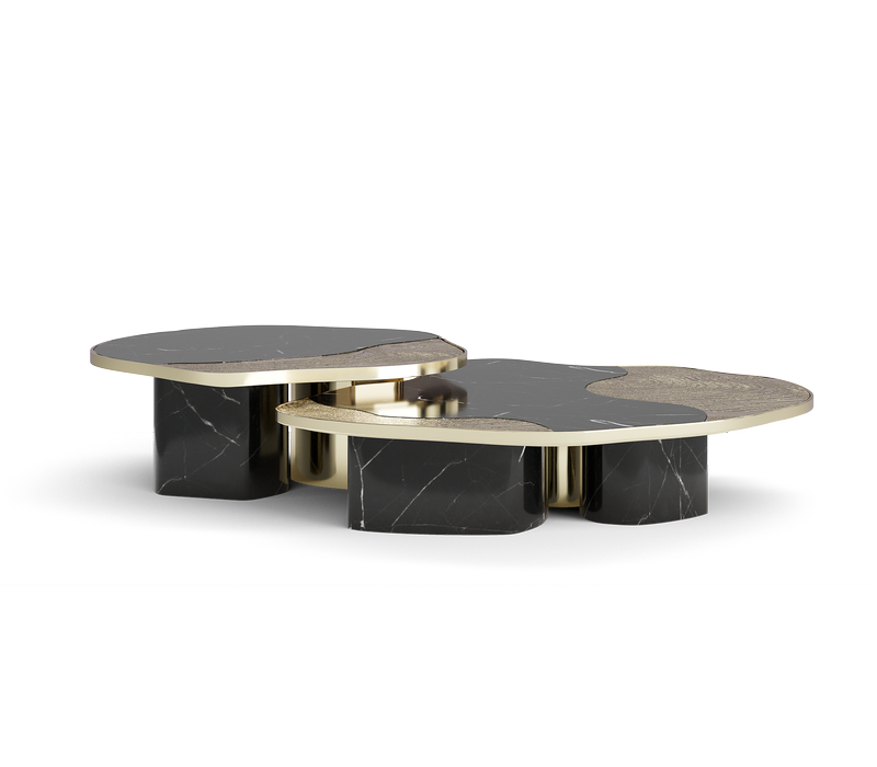 Ophelia Nero Marquina Marble And Gold Center Table mobile image 1