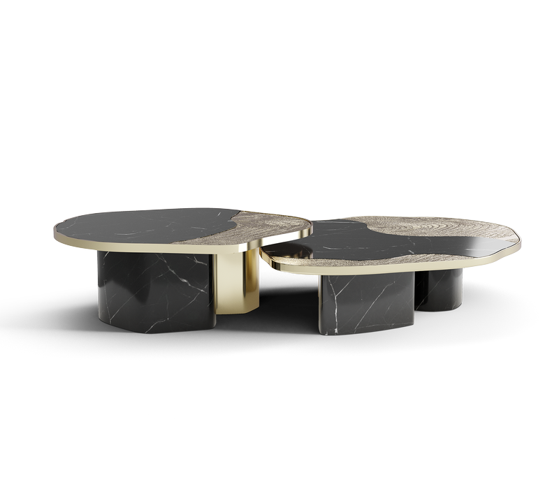 Ophelia Nero Marquina Marble And Gold Center Table mobile image 2