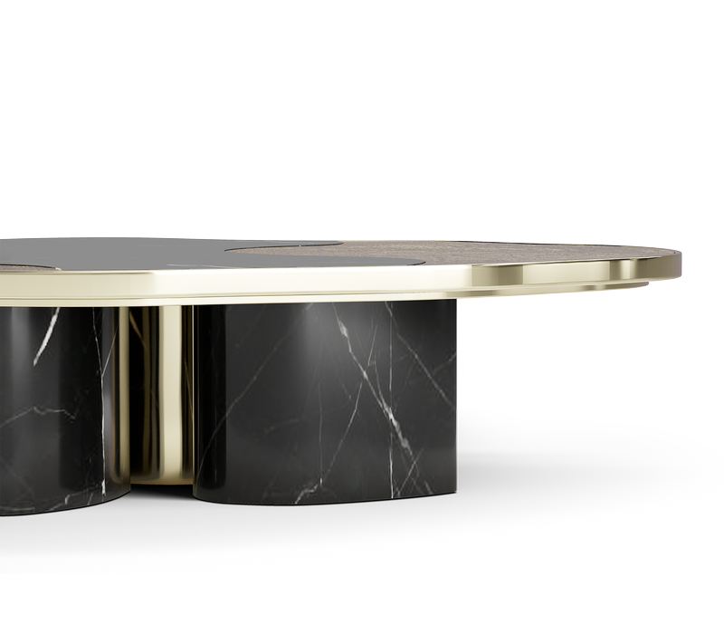 Ophelia Nero Marquina Marble And Gold Center Table mobile image 3