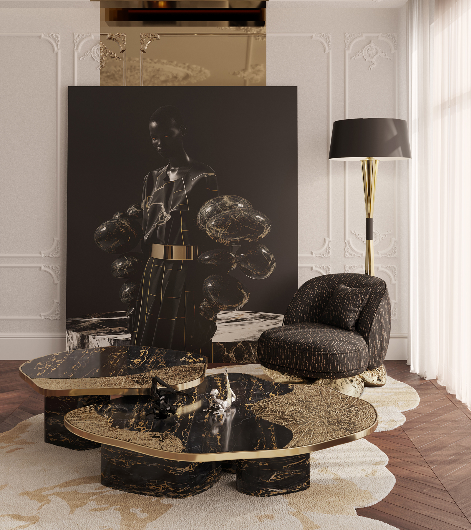 ophelia portoro marble and gold