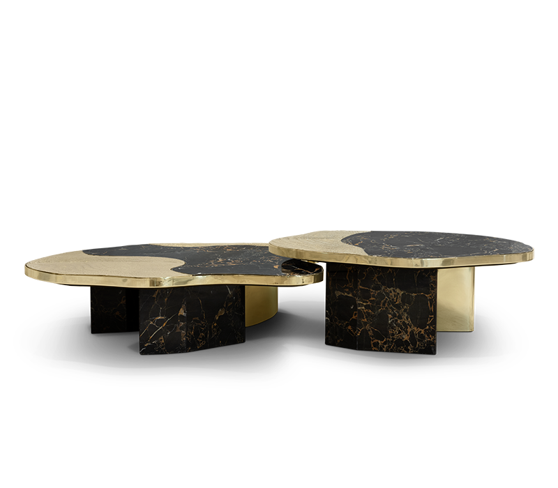Ophelia Portoro Marble And Gold Center Table mobile image 1